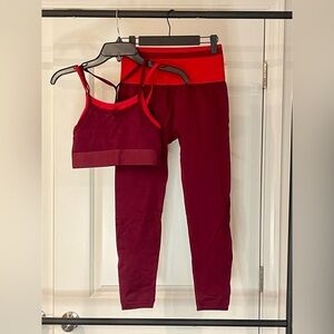 Fabletics Burgundy Ankle Pants & Crop Top Set